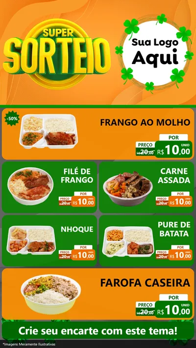 Modelo de TV para TV Vertical com o tema Super Sorteio para Restaurante