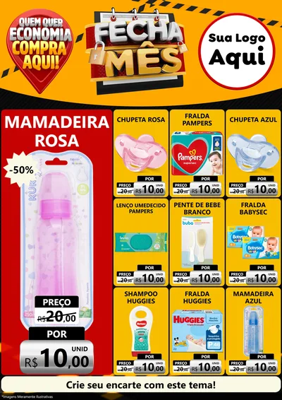 Modelo de Encarte para Encarte A4 Vertical com o tema Fecha Mês para Bebês