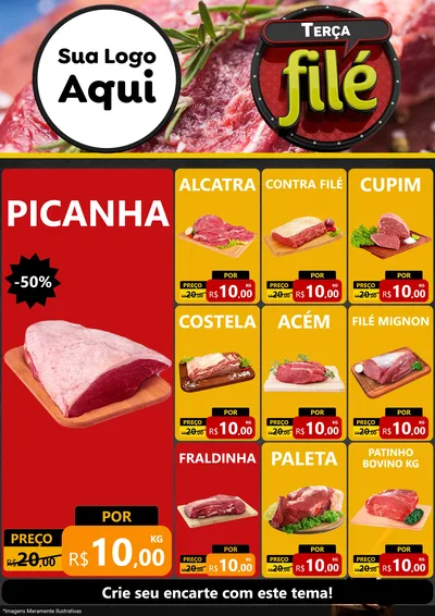 Modelo de Encarte para Encarte A4 Vertical com o tema Terça Filé para Açougue