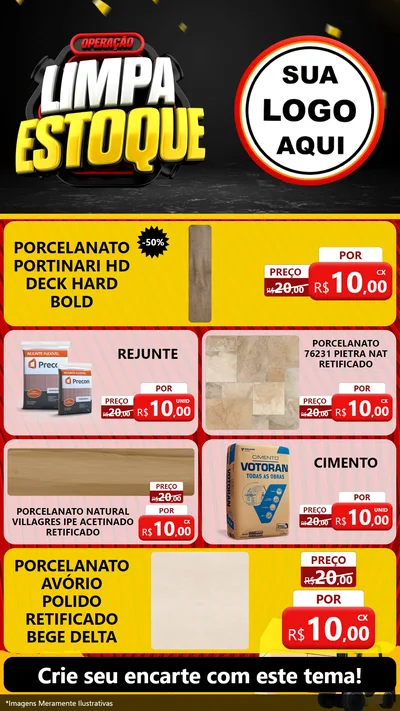 Modelo de TV para TV Vertical com o tema Operação Limpa Estoque para Pisos e revestimentos