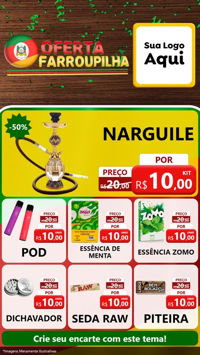 Modelo de Rede Social para Stories com o tema Oferta Farroupilha para Tabacaria
