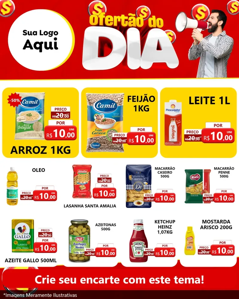 Modelo de Rede Social para Feed Instagram com o tema Ofertão do dia para Supermercado