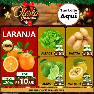 Modelo de Rede Social para Feed Facebook com o tema Ofertas Natalina para Hortifrúti