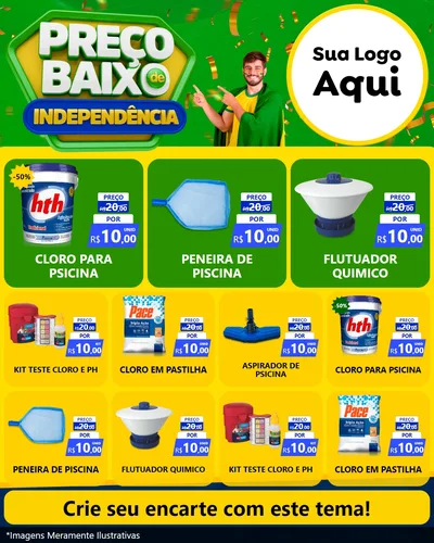 Modelo de Rede Social para Feed Instagram com o tema Preço Baixo de Independência para Produtos para Piscina