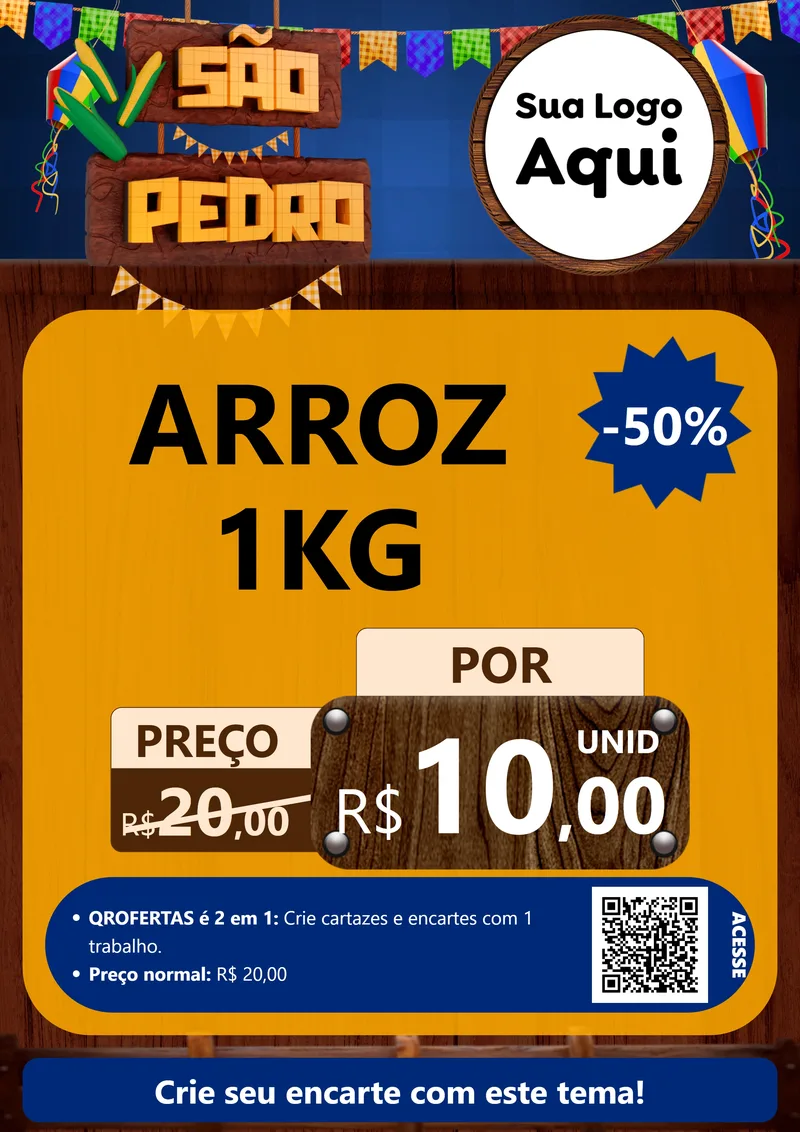 Modelo de Cartaz para Cartaz A4 Vertical com o tema São Pedro para Supermercado