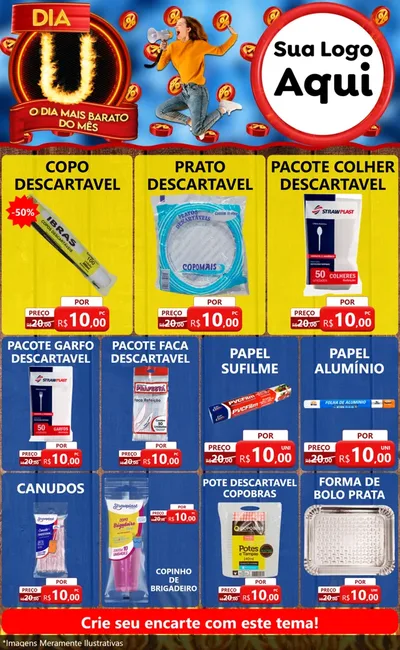 Modelo de Encarte para Encarte Grande com o tema Dia U - O Dia Mais Barato Do Mês para Embalagens
