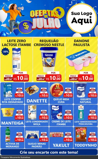 Modelo de Encarte para Encarte Grande com o tema Ofertas de Julho para Frios e Laticínios