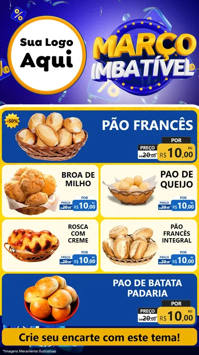 Modelo de TV para TV Vertical com o tema Março Imbatível para Padaria