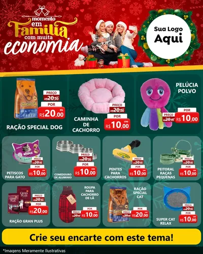 Modelo de Rede Social para Feed Instagram com o tema Momento em Família (Natal) para Pet Shop