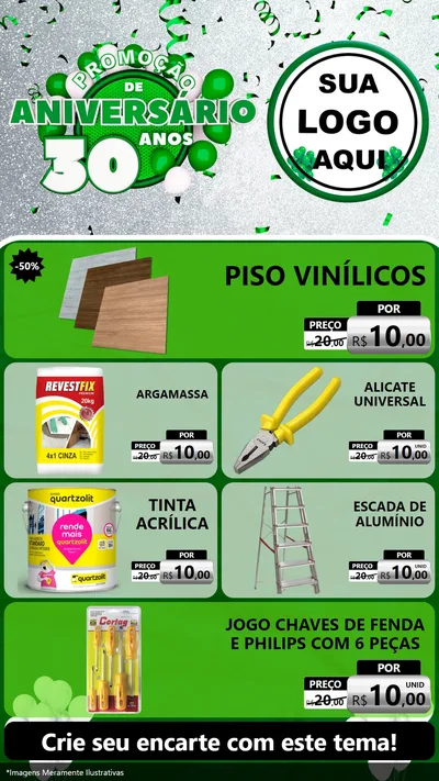 Modelo de TV para TV Vertical com o tema Promoção de Aniversário - 30 Anos para Material para Construção