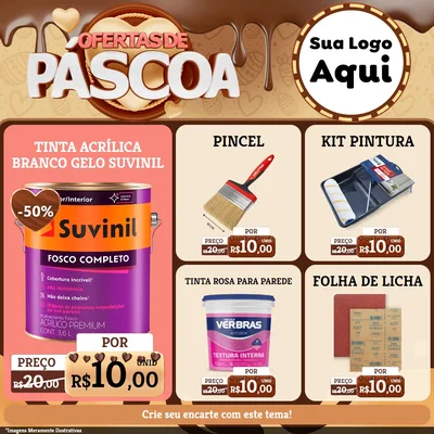 Modelo de Rede Social para Feed Facebook com o tema Ofertas de Páscoa para Tintas e Ferramentas