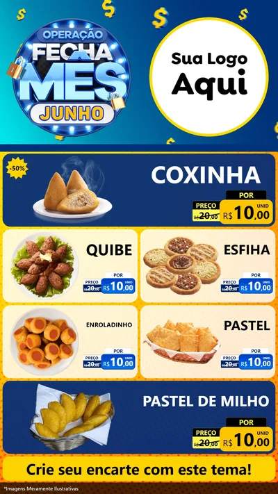 Modelo de TV para TV Vertical com o tema Operação Fecha Mês, Junho para Salgadaria