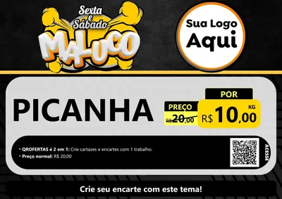Modelo de Cartaz para Cartaz A4 Horizontal com o tema Sexta e Sábado Maluco para Açougue