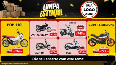 Modelo de TV para TV Horizontal com o tema Operação Limpa Estoque para Concessionaria de Motos