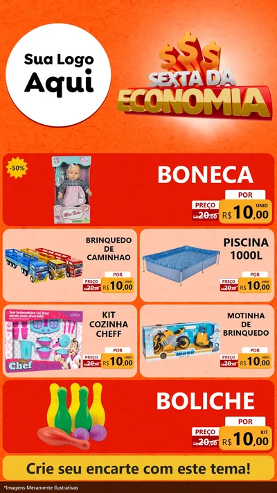 Modelo de TV para TV Vertical com o tema Sexta da Economia para Brinquedos