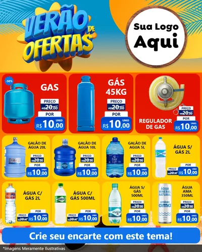 Modelo de Rede Social para Feed Instagram com o tema Verão de Ofertas para Água e gás