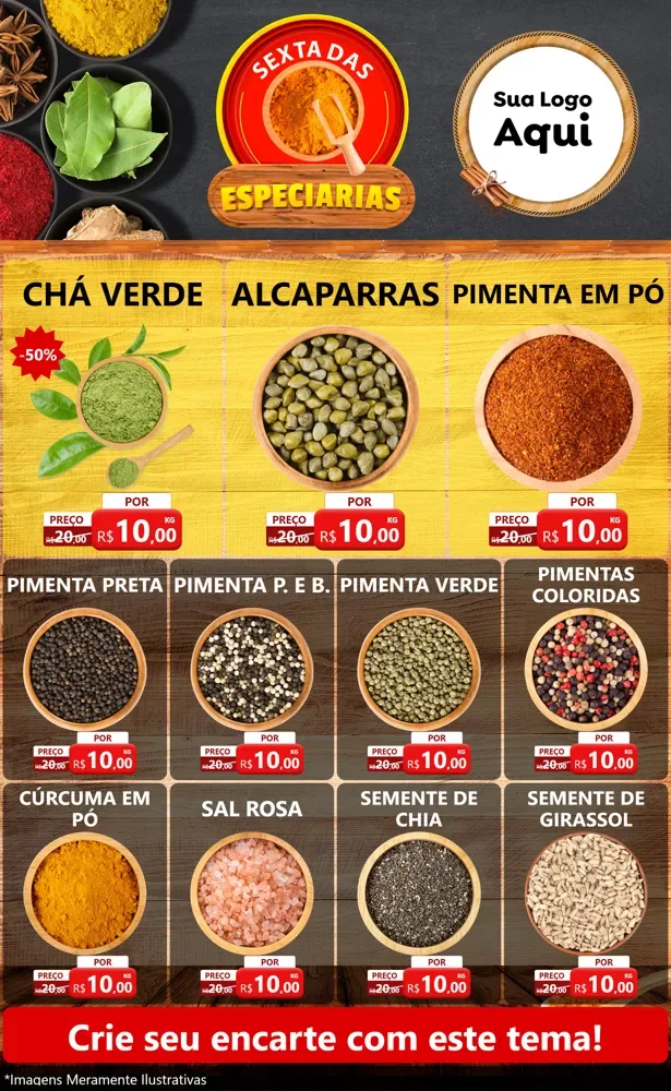 Modelo de Encarte para Encarte Grande com o tema Sexta das Especiarias para Produtos Naturais