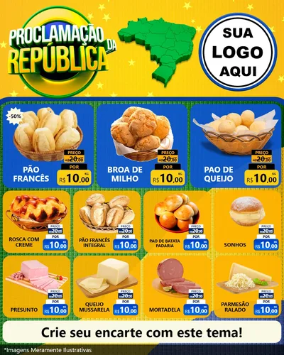Modelo de Rede Social para Feed Instagram com o tema Proclamação da República para Padaria