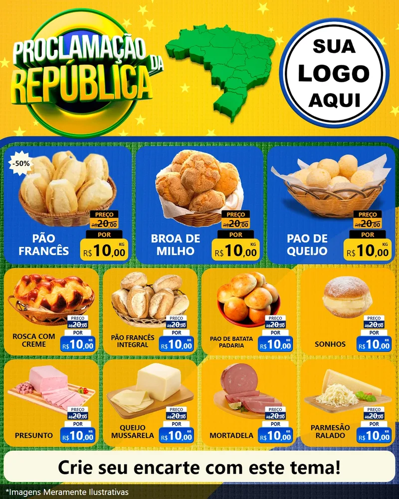 Modelo de Rede Social para Feed Instagram com o tema Proclamação da República para Padaria
