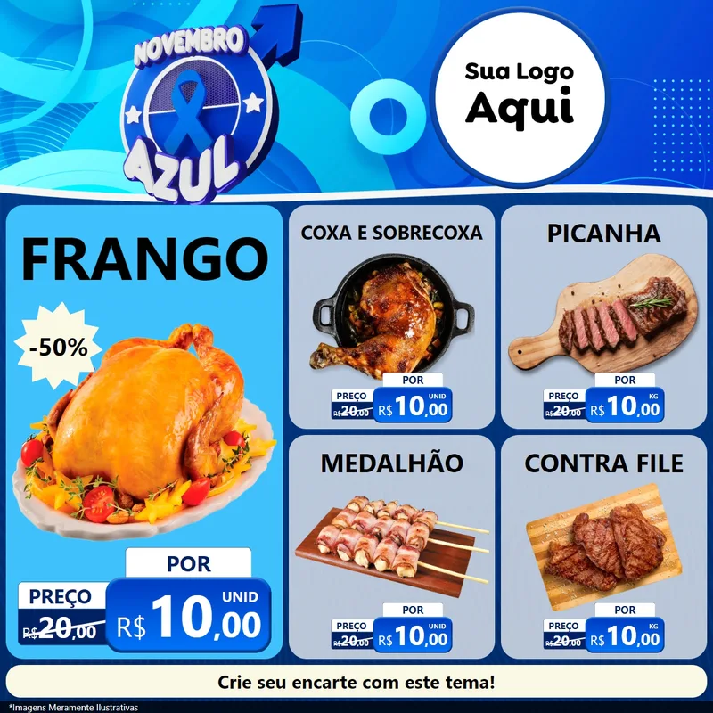 Modelo de Rede Social para Feed Facebook com o tema Novembro Azul para Assados