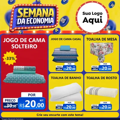 Modelo de Rede Social para Feed Facebook com o tema Semana da Economia para Cama, Mesa e Banho