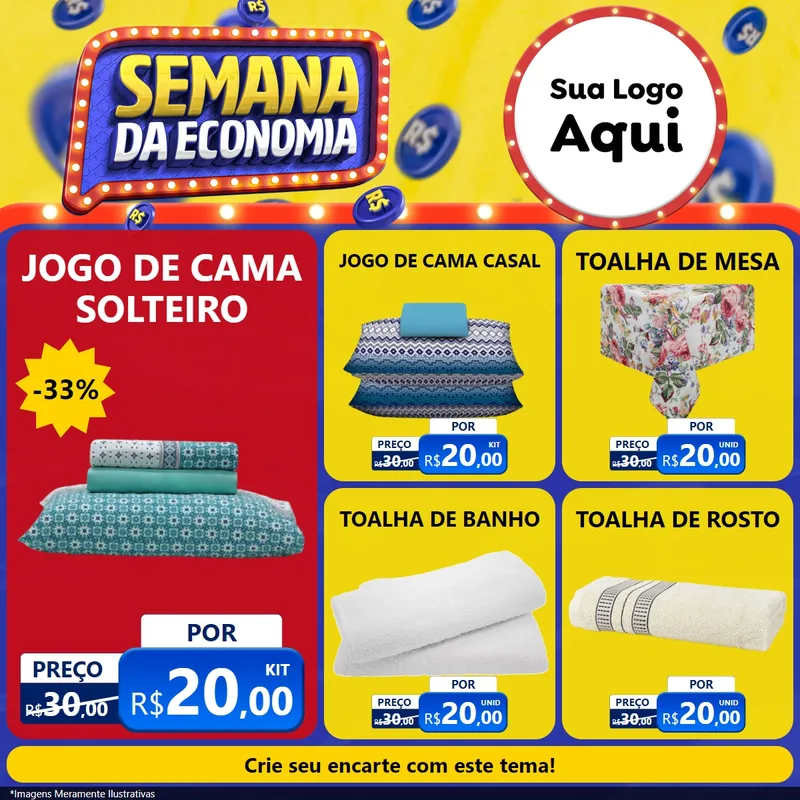 Modelo de Rede Social para Feed Facebook com o tema Semana da Economia para Cama, Mesa e Banho
