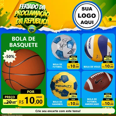 Modelo de Rede Social para Feed Facebook com o tema Feriado da Proclamação da República para Artigos Esportivos