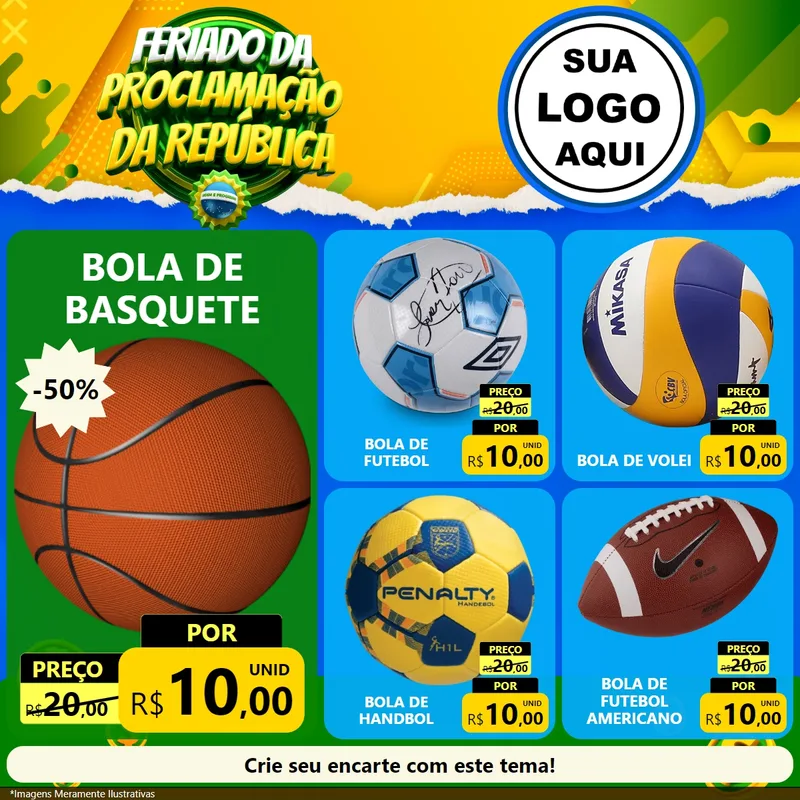 Modelo de Rede Social para Feed Facebook com o tema Feriado da Proclamação da República para Artigos Esportivos