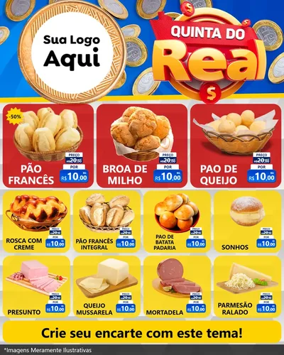 Modelo de Rede Social para Feed Instagram com o tema Quinta do Real para Padaria