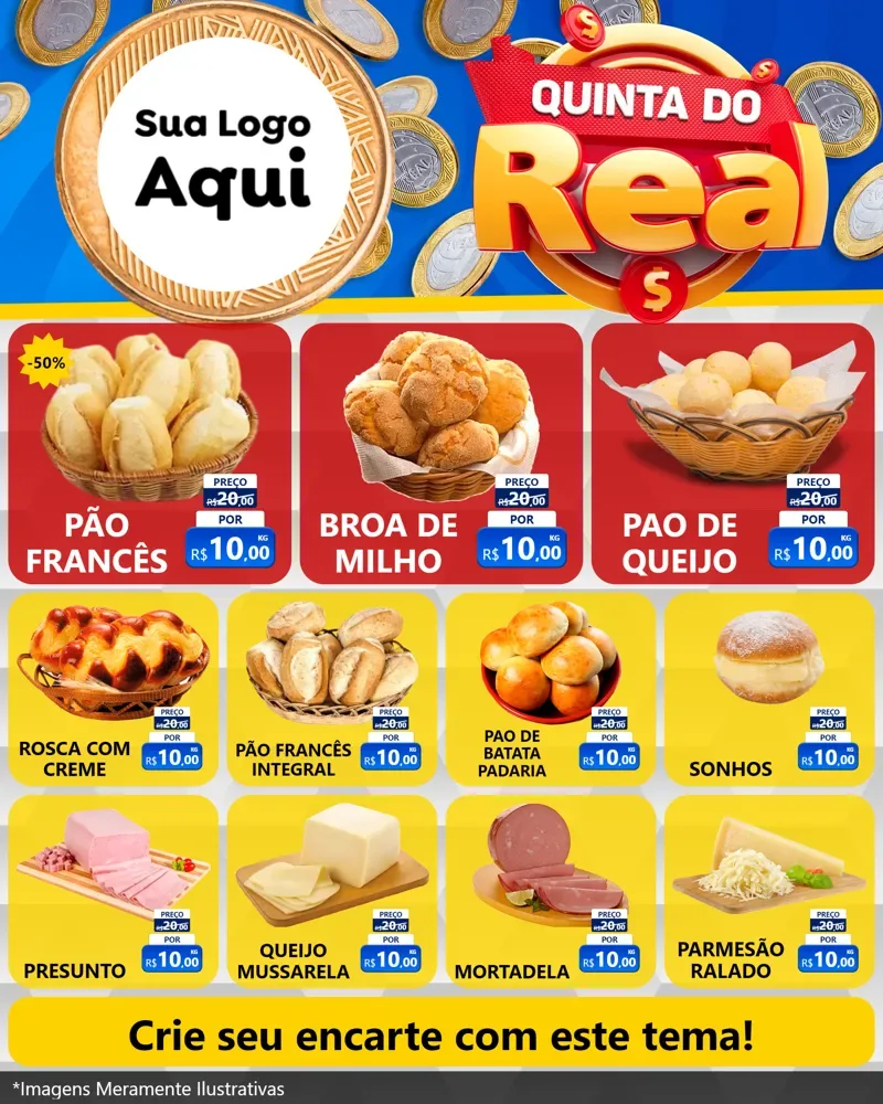 Modelo de Rede Social para Feed Instagram com o tema Quinta do Real para Padaria