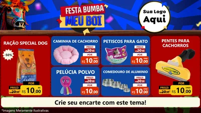 Modelo de TV para TV Horizontal com o tema Festa Bumba meu Boi para Pet Shop