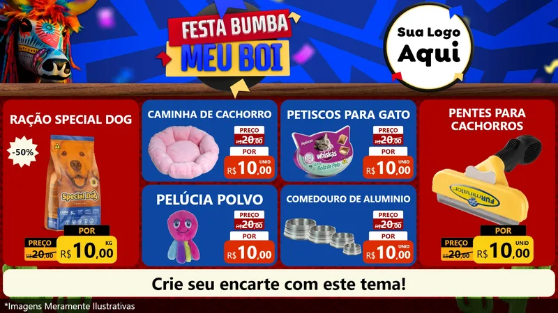 Modelo de TV para TV Horizontal com o tema Festa Bumba meu Boi para Pet Shop