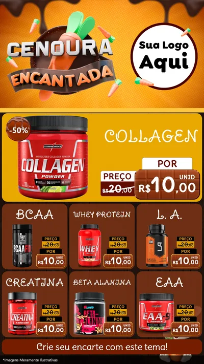 Modelo de Rede Social para Stories com o tema Cenoura Encantada - Páscoa para Suplementos alimentares
