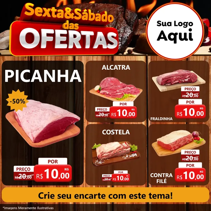 Modelo de Rede Social para Feed Facebook com o tema Sexta e Sábado das Ofertas para Açougue