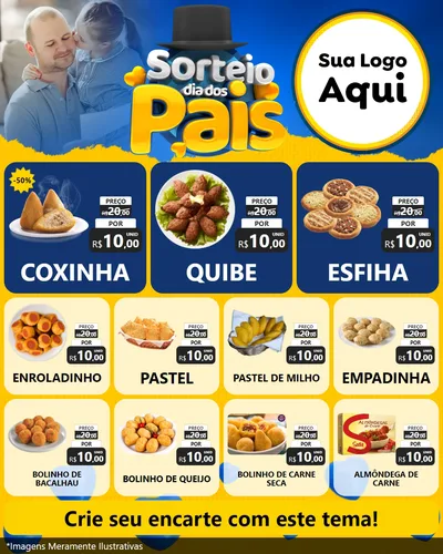 Modelo de Rede Social para Feed Instagram com o tema Sorteio Dia Dos Pais para Salgadaria