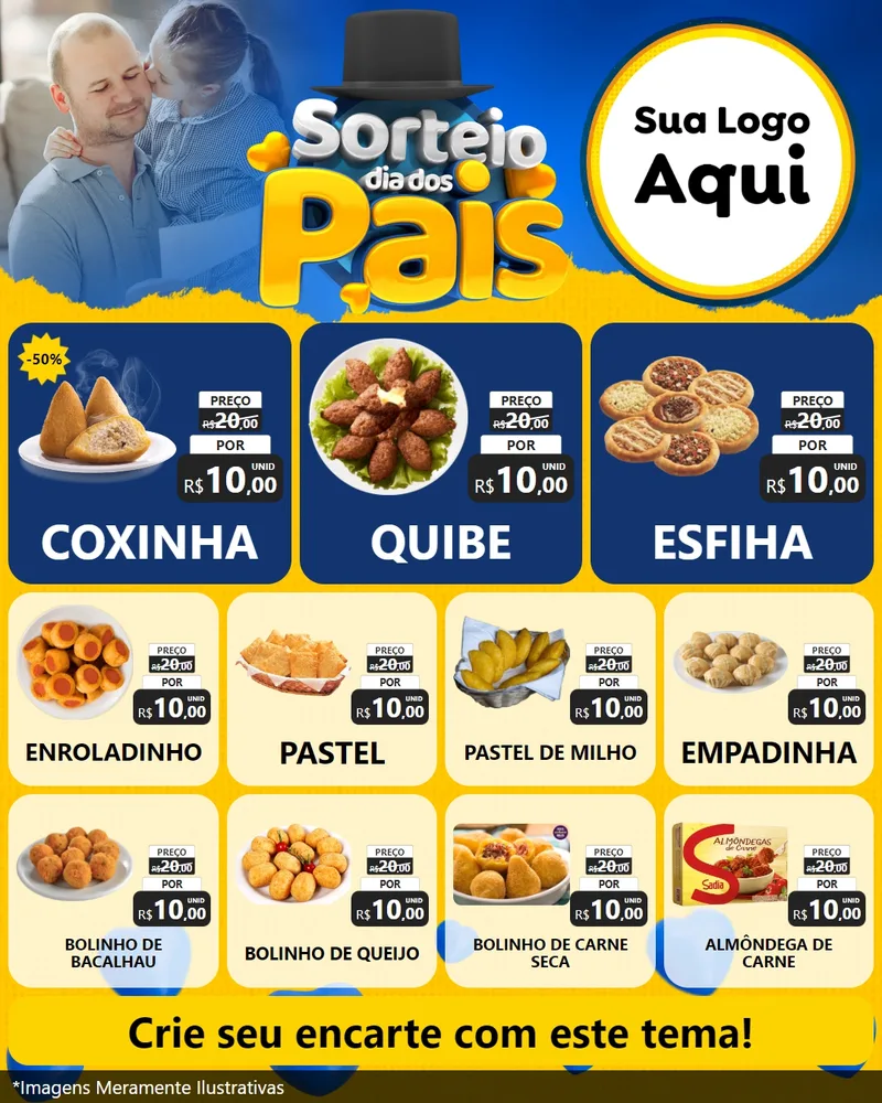Modelo de Rede Social para Feed Instagram com o tema Sorteio Dia Dos Pais para Salgadaria