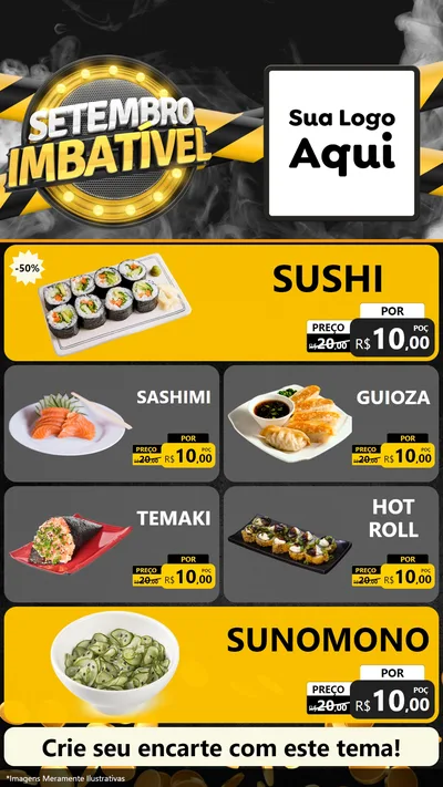 Modelo de TV para TV Vertical com o tema Setembro Imbatível para Comida japonesa