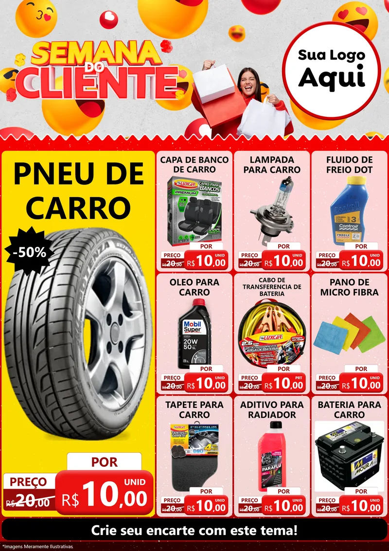 Modelo de Encarte para Encarte A4 Vertical com o tema Semana do Cliente para Auto peças