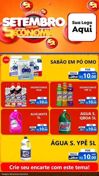 Modelo de TV para TV Vertical com o tema Operação Setembro Com Muita Economia para Produtos de Limpeza