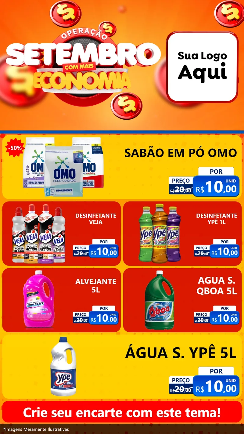 Modelo de TV para TV Vertical com o tema Operação Setembro Com Muita Economia para Produtos de Limpeza
