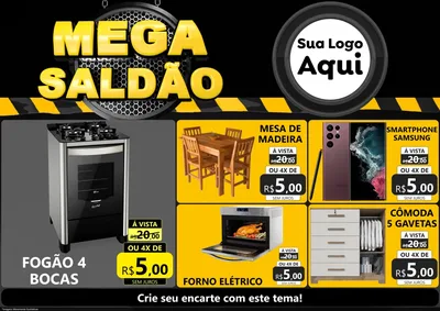 Modelo de Encarte para Encarte A4 Horizontal com o tema Mega Saldão para Móveis e Eletro