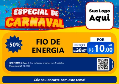 Modelo de Cartaz para Cartaz A4 Horizontal com o tema Especial de Carnaval para Materiais Elétricos
