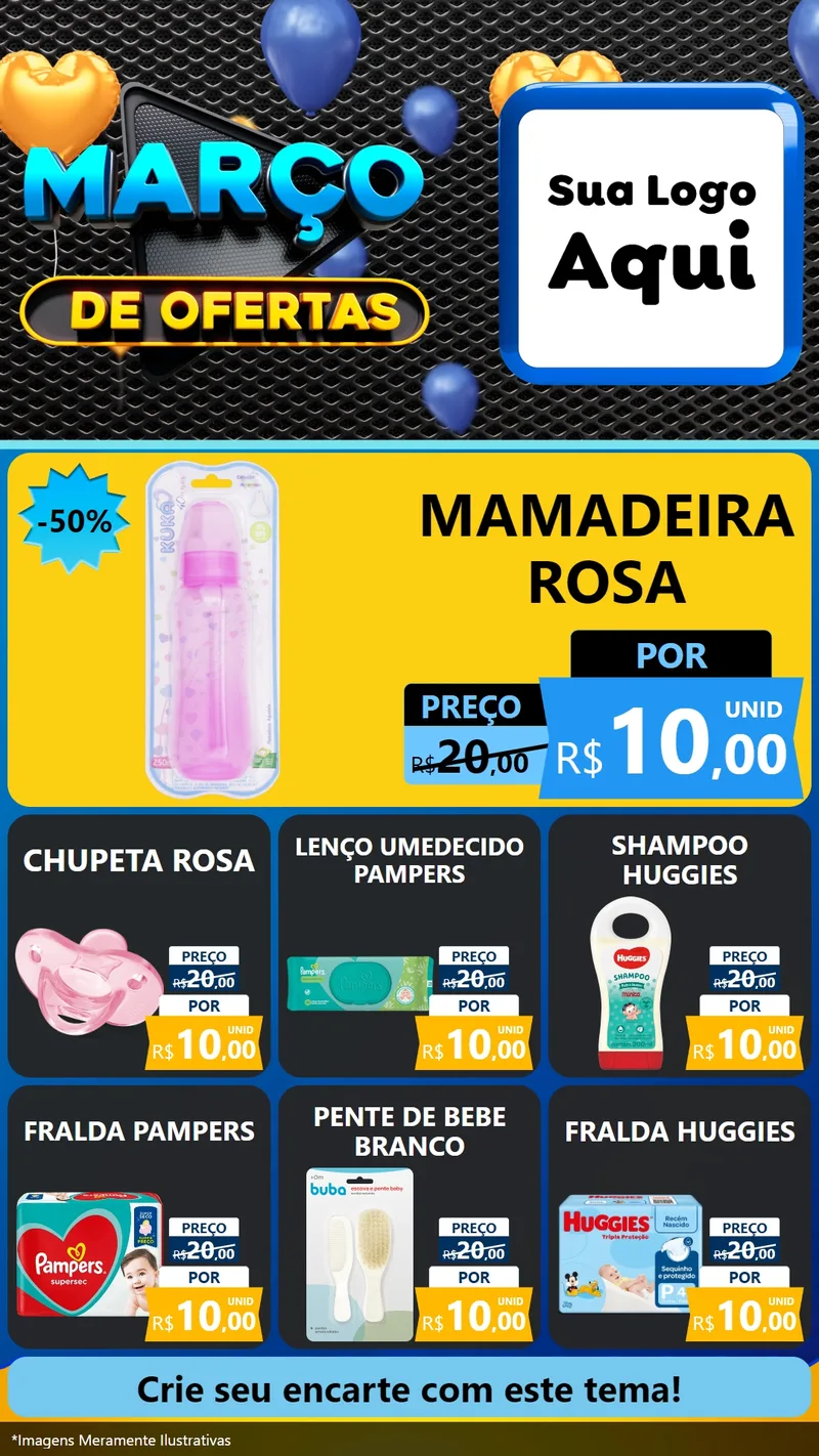 Modelo de Rede Social para Stories com o tema Março de Ofertas para Bebês