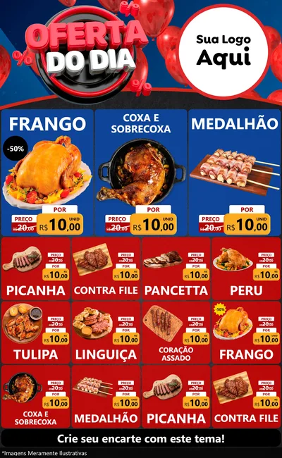 Modelo de Encarte para Encarte Grande com o tema Oferta do Dia para Assados