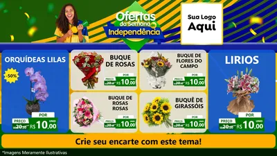 Modelo de TV para TV Horizontal com o tema Ofertas da Semana da Independência para Floricultura e jardim