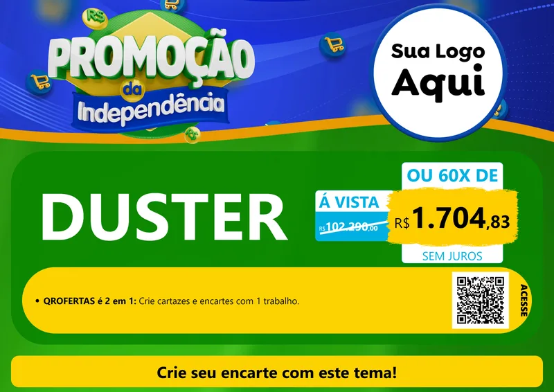 Modelo de Cartaz para Cartaz A4 Horizontal com o tema Promoção da Independência para Concessionaria de Carros