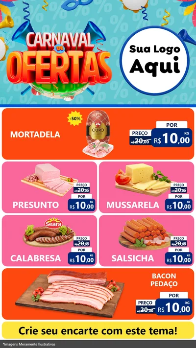 Modelo de TV para TV Vertical com o tema Carnaval de Ofertas para Frios e Laticínios