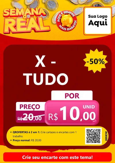 Modelo de Cartaz para Cartaz A4 Vertical com o tema Semana do Real para Hamburgueria