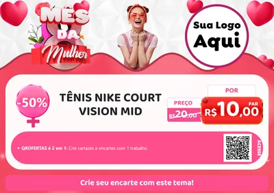 Modelo de Cartaz para Cartaz A4 Horizontal com o tema Mês da Mulher para Calçados