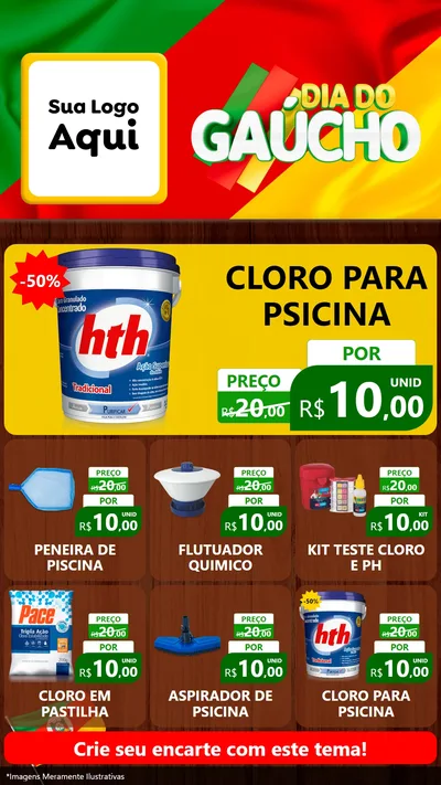 Modelo de Rede Social para Stories com o tema Dia do Gaúcho para Produtos para Piscina